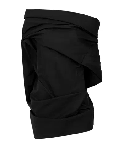 Entire Studios Draped Asymmetric Skirt In Black