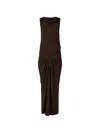 Entire Studios Draped Sleeveless Floor Length Dress Side Slit In Brown