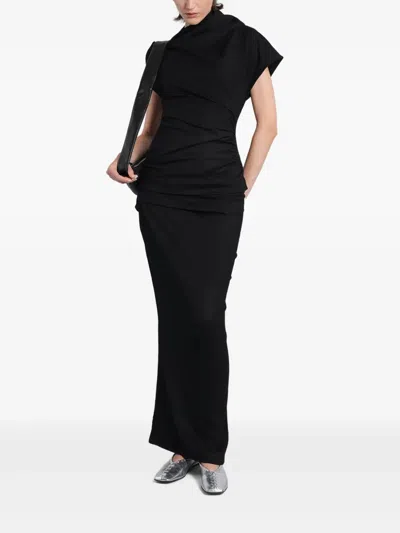 Entire Studios Draped Cowl-neck Top In Black