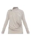 Entire Studios Draped Cowl-neck Top In Neutral