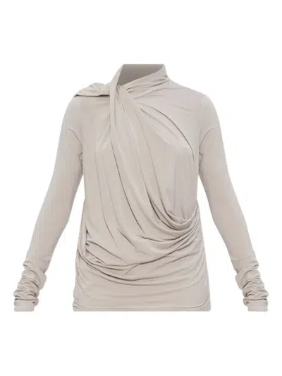 Entire Studios Draped Cowl-neck Top In Neutral