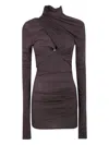 Entire Studios Draped-design High-neck Top In Brown