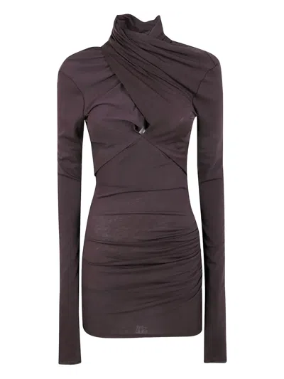 ENTIRE STUDIOS DRAPED-DESIGN HIGH-NECK TOP