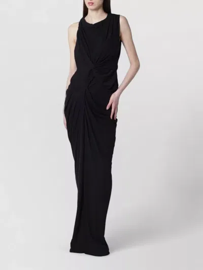 Entire Studios Draped Detail Maxi Dress Round Neckline Sleeveless In Black