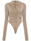 Entire Studios Draped Jersey Bodysuit In Brown