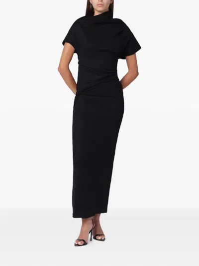 Entire Studios Draped Knot-detail Maxi Dress In Black