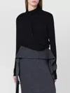 Entire Studios Draped Long Sleeve Asymmetric Top In Black