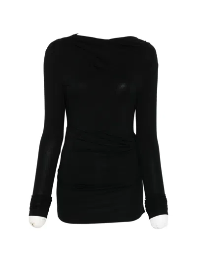 Entire Studios Draped Long-sleeve Top In Black