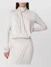 Entire Studios Draped Long Sleeve Top With High Neckline In White