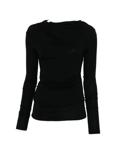 Entire Studios Draped Long-sleeve Top In Black