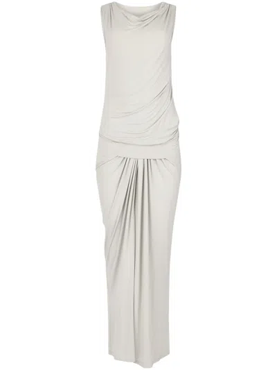 Entire Studios Draped Midi Dress With Soft Flowing Fabric In White