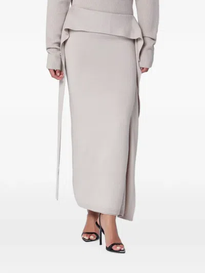 Entire Studios High Waist Long Wool Skirt With Slit In Gray