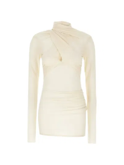 Entire Studios Draped Ruched-detail Mini Dress In Neutral