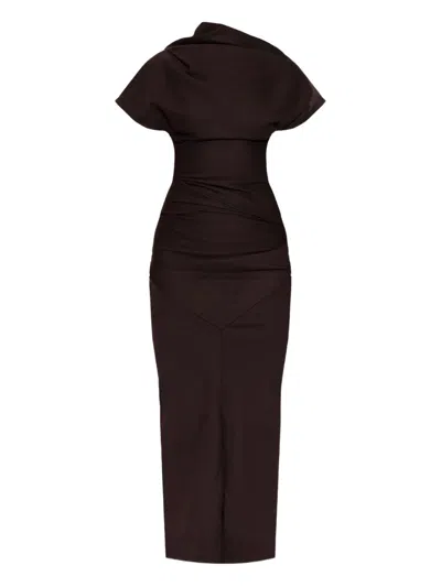 Entire Studios Draped Split Midi Dress In Brown