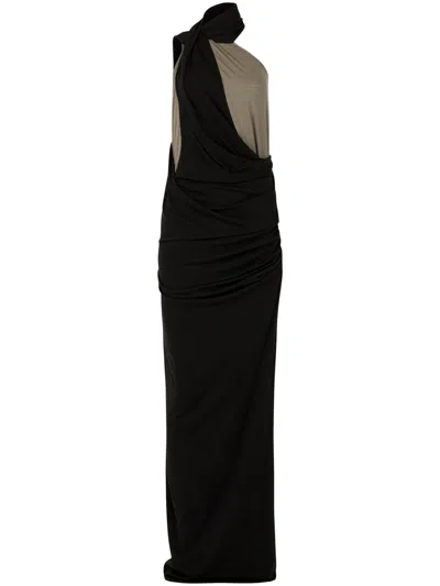 Entire Studios Draped Two-tone Maxi Dress With Asymmetrical Layers In Black
