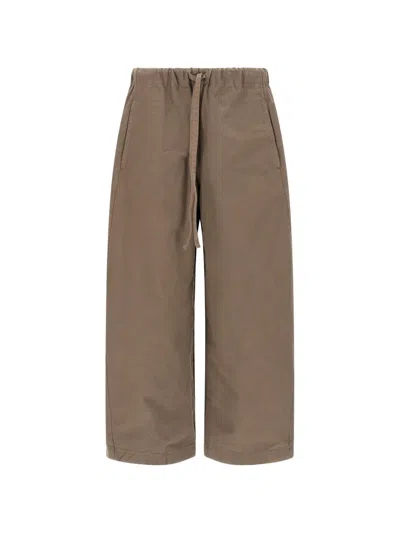 Entire Studios Drawstring Elastic Barrel Trousers In Brown
