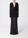 Entire Studios Deep V Neck Draped Sheer Long Dress In Black