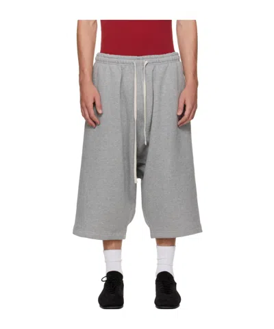 Entire Studios Drop Fleece Drawstring Shorts In Gray