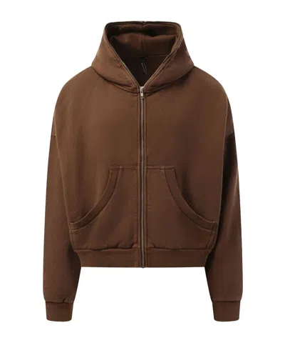 Entire Studios Drop Shoulder Zipped Hoodie In Brown