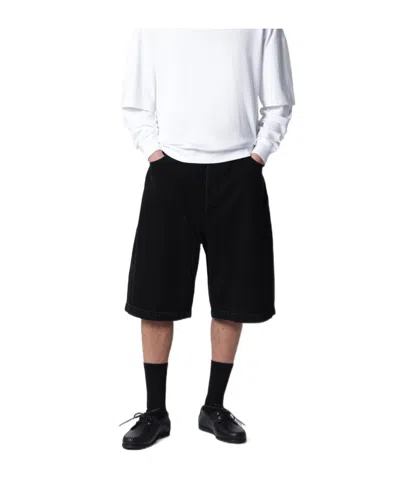 Entire Studios Elastic Waist Denim Shorts In Black
