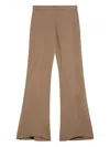Entire Studios Cotton Flared Trousers Elastic Waistband Seam Legs In Neutral