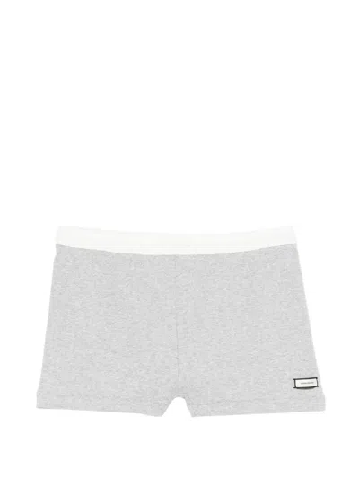 Entire Studios Stretch Cotton Shorts Button Detail Ribbed In Gray