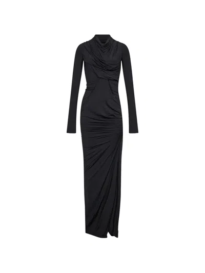 Entire Studios Encase Ruched Long-sleeve Maxi Dress In Black