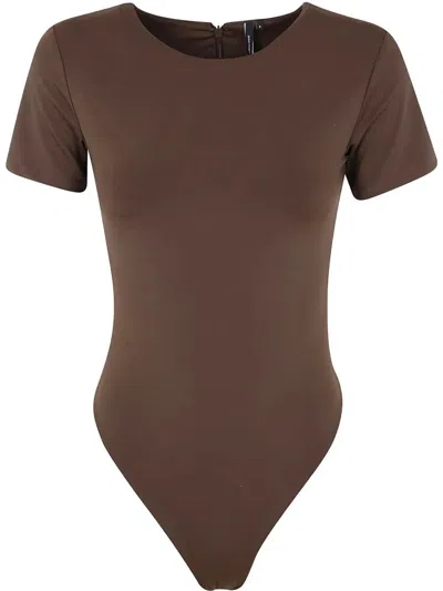ENTIRE STUDIOS TEE BODYSUIT - NYLON SPANDEX BY ENTIRE STUDIOS,ES2360BT 0BT BRUNETTE