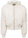 Entire Studios Hooded Board Bomber Jacket In White