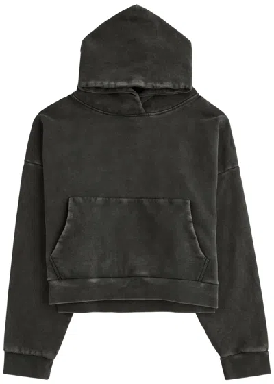 Entire Studios Faded Hooded Cotton Sweatshirt In Black