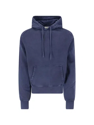 Entire Studios Faded Pouch-pocket Hoodie In Blue