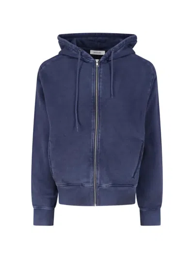 Entire Studios Faded Zip-up Hoodie In Blue