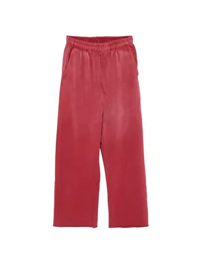 Entire Studios Faded-wash Raw-cut Track Pants In Red