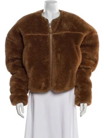 Pre-owned Entire Studios Faux Fur Jacket In Brown