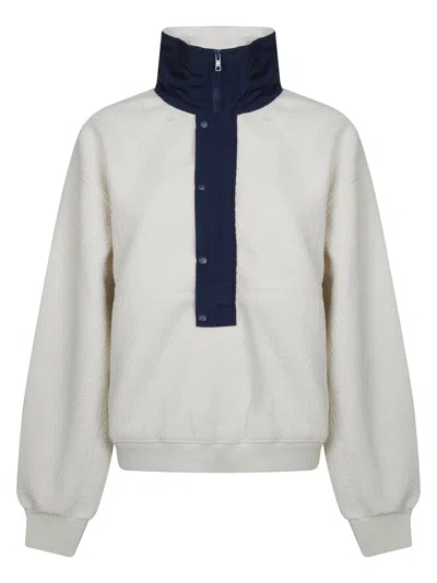 Entire Studios Felpa System Half Zip Textured High Collar Sweatshirt In White