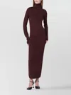 Entire Studios Fitted Maxi Turtleneck Dress With Long Sleeves In Burgundy