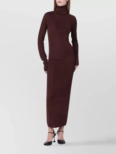 ENTIRE STUDIOS FITTED MAXI TURTLENECK DRESS WITH LONG SLEEVES