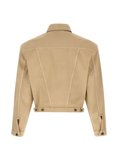 Entire Studios Shrunken Denim Puffer Jackets Beige In Brown