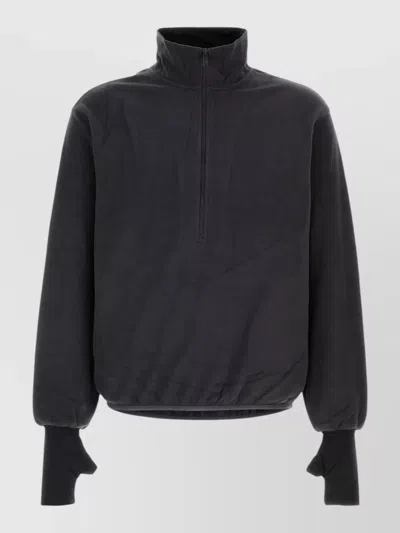 Entire Studios Fleece Oversized High-neck 3/4-zip Jacket In Black