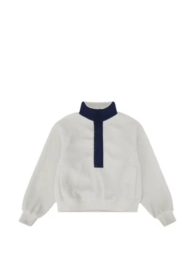 Entire Studios Fleece-texture Quarter-zip Sweater In White