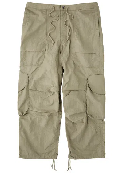 Entire Studios Freight Crinkled Nylon Cargo Trousers In Sage