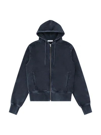 Entire Studios Front-zip Cotton Hoodie With Drawstring Hood And Ribbed Cuffs In Blue