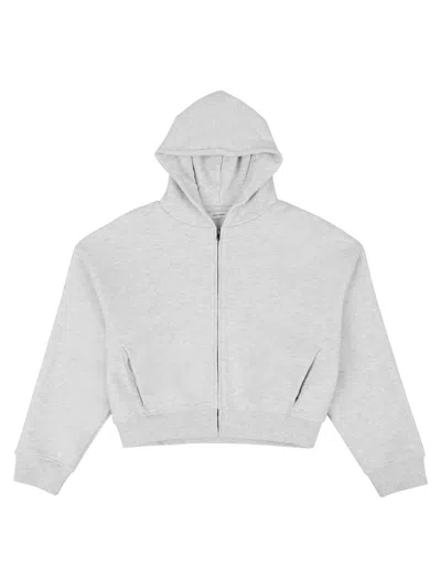 Entire Studios Front-zip Hooded Cotton Sweatshirt With Ribbed Trim In Gray