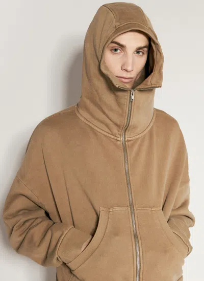 Entire Studios Full Zip Hooded Sweatshirt In Brown