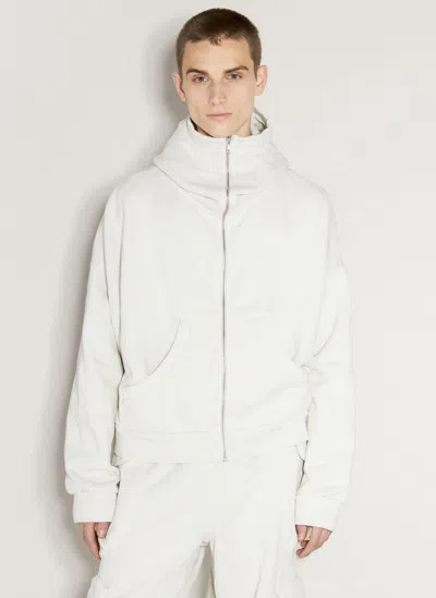 Entire Studios Full Zip Hooded Sweatshirt In White