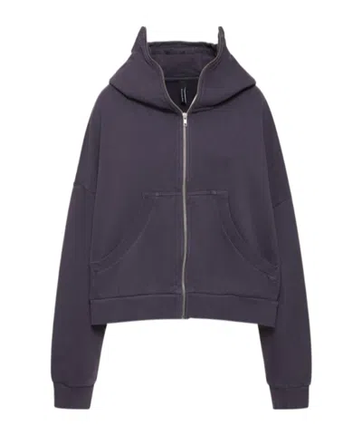 Entire Studios Full Zipper Hooded Sweatshirt In Blue