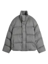 Entire Studios Gray Hooded Down Jacket In Gray