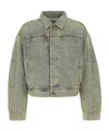 Entire Studios Blue Shrunken Denim Jacket In Gray