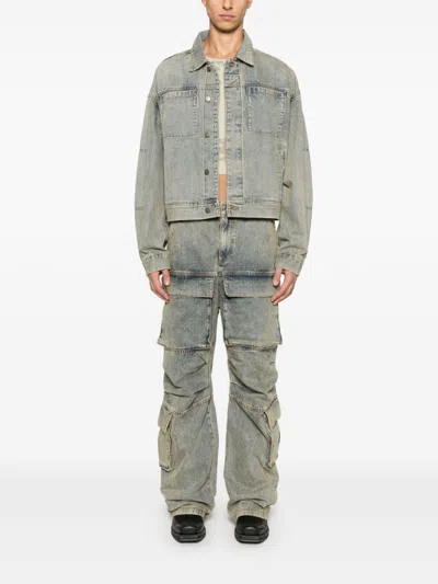 Entire Studios Blue Shrunken Denim Jacket In Surfacewave