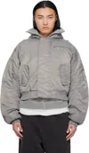 Entire Studios Gray A-2 Bomber Jacket In Tin
